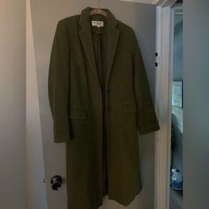 Helene Berman London, gently worn coat in beautiful olive green